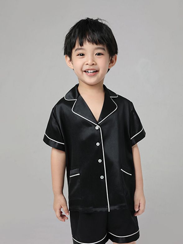 19 Momme Kids Short Silk Pajama Set For Boys and Girls